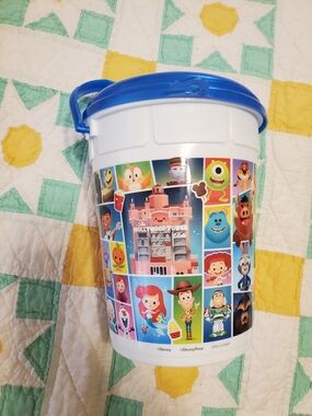 Disney Multicolor Character Collage Popcorn Bucket with Blue Lid